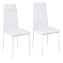 Living and Home 2pcs Armless High Back PU Leather Dining Chairs in White - thumbnail 6