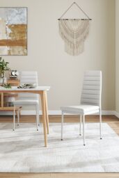Living and Home 2pcs Armless High Back PU Leather Dining Chairs in White - thumbnail 5
