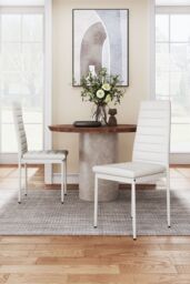 Living and Home 2pcs Armless High Back PU Leather Dining Chairs in White - thumbnail 4