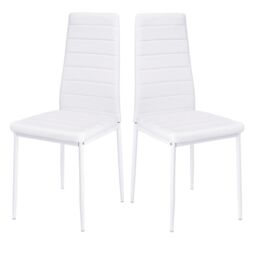 Living and Home 2pcs Armless High Back PU Leather Dining Chairs in White - thumbnail 8