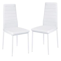 Living and Home 2pcs Armless High Back PU Leather Dining Chairs in White - thumbnail 7