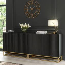 Creative Furniture Ripple Duo Sideboard 200cm - Modern Fluted Design with Push to Open doors in Black