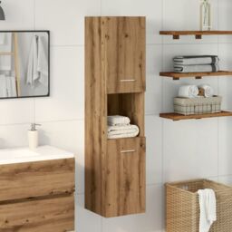 Berkfield Home Bathroom Hanging Cabinet Artisian Oak 30x30x130 cm Engineered Wood in Brown - Size: 30 x 30 x 130 cm - thumbnail 2