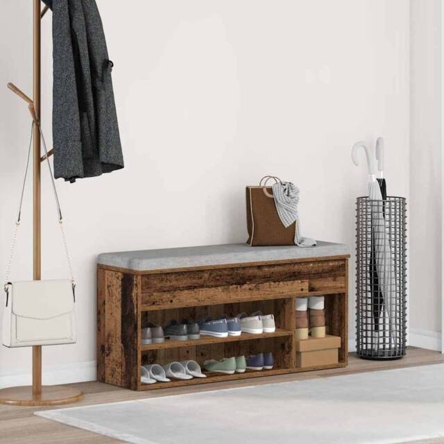 Berkfield Home Shoe Bench Old Wood 102x30.5x45 cm Engineered Wood in Brown - image 1