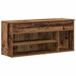 Berkfield Home Shoe Bench Old Wood 102x30.5x45 cm Engineered Wood in Brown - thumbnail 3