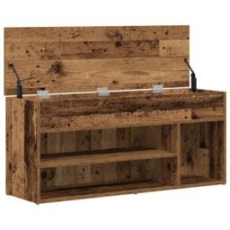 Berkfield Home Shoe Bench Old Wood 102x30.5x45 cm Engineered Wood in Brown - thumbnail 8