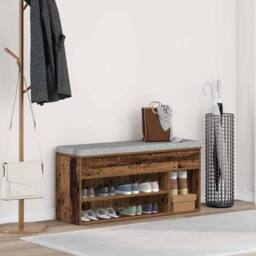 Berkfield Home Shoe Bench Old Wood 102x30.5x45 cm Engineered Wood in Brown