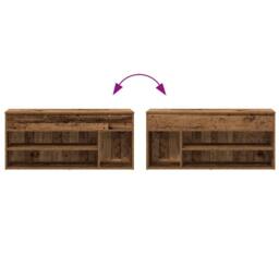 Berkfield Home Shoe Bench Old Wood 102x30.5x45 cm Engineered Wood in Brown - thumbnail 7