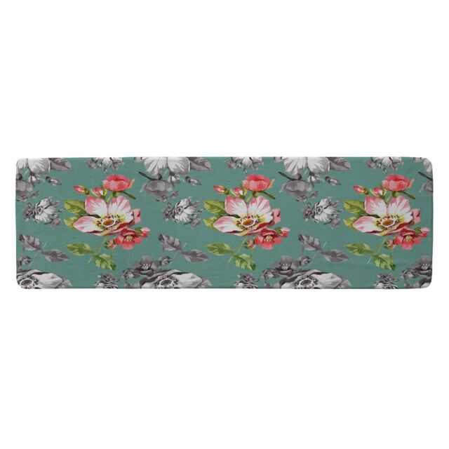 Benjamin Tate Design Bright Flower On Green Runner Rug in Natural - Size: 67 cm x 230 cm - image 1