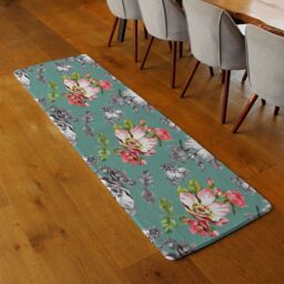 Benjamin Tate Design Bright Flower On Green Runner Rug in Natural - Size: 67 cm x 230 cm - thumbnail 2