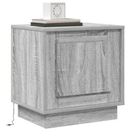 Berkfield Home Bedside Cabinet with LED Lights Grey Sonoma 44x34, 5x45 cm - thumbnail 3
