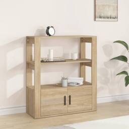 Berkfield Home Sideboard Sonoma Oak 80x30x90 cm Engineered Wood in Brown - Size: 80 x 30 x 90 cm - thumbnail 2