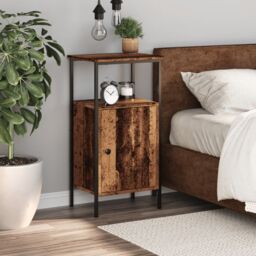 Berkfield Home Bedside Cabinet Old Wood 41x31x80 cm Engineered Wood in Brown - Size: 41 x 31 x 80 cm - thumbnail 3