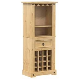 Berkfield Home Wine Rack Corona 56x35x120 cm Solid Wood Pine in Light Tan - Size: 56 x 35 x 120 cm