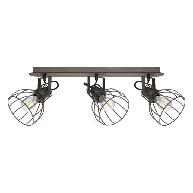 Loops Flush Ceiling Light Colour Brown Silver Shade Silver Steel Bulb E27 3x40W in Metallics - image 1
