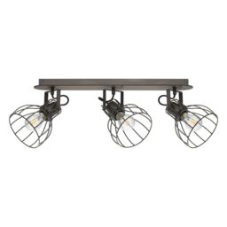 Loops Flush Ceiling Light Colour Brown Silver Shade Silver Steel Bulb E27 3x40W in Metallics