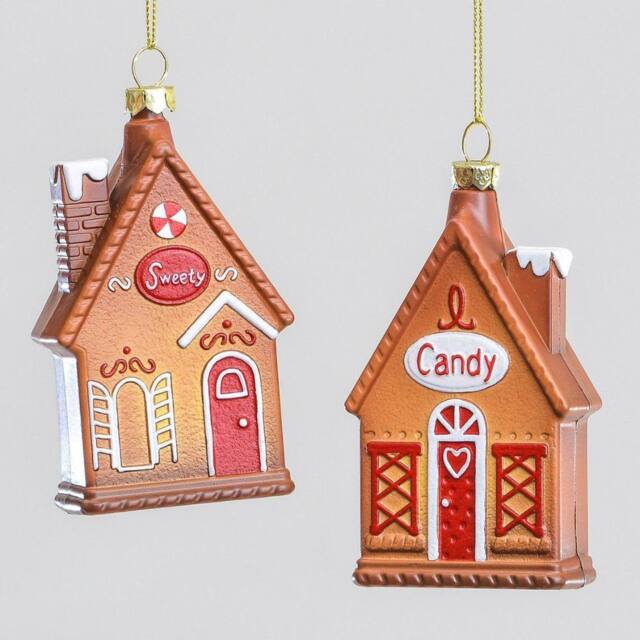 Garden Greatness Set Of 2 Hanging Gingerbread Candy Houses in Brown - Size: 1 Pack