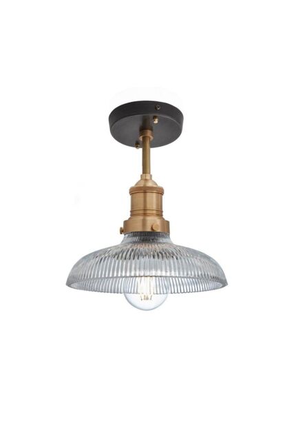 Industville Brooklyn Glass Dome Flush Mount, 8 Inch, Brass Holder in Bronze - image 1