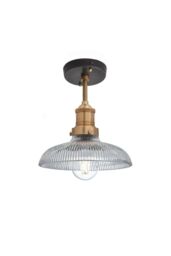 Industville Brooklyn Glass Dome Flush Mount, 8 Inch, Brass Holder in Bronze