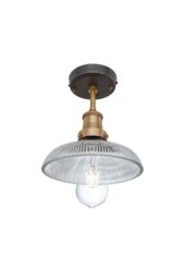 Industville Brooklyn Glass Dome Flush Mount, 8 Inch, Brass Holder in Bronze - thumbnail 2