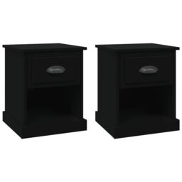 Berkfield Home Bedside Cabinets 2 pcs Black 39x39x47.5 cm Engineered Wood - thumbnail 2