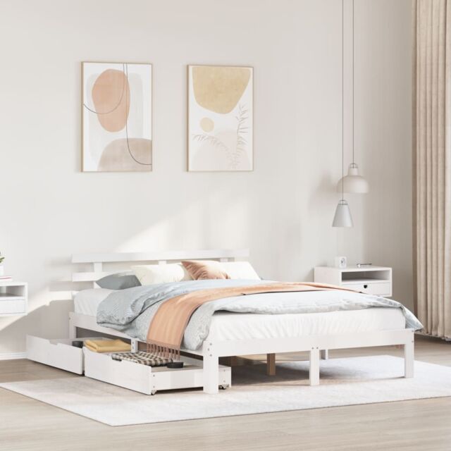 Berkfield Home Bed Frame with Drawers without Mattress White 140x200 cm - image 1