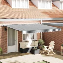 Berkfield Home Manual Retractable Awning Anthracite & White 400x300 cm in Black - thumbnail 2