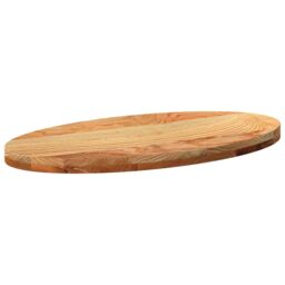 Berkfield Home Table Top Light Brown 80x40x4 cm Solid Wood Oak Oval - Size: 80 x 40 x 4 cm - thumbnail 4