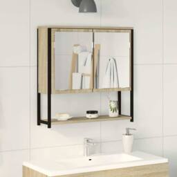 Berkfield Home Bathroom Mirror Cabinet Sonoma Oak 60x16x60 cm Engineered Wood in Light Oak - Size: 60 x 16 x 60 cm - thumbnail 2
