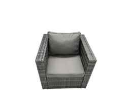 Fimous Outdoor Dining Table Sofa Set with Side Table Dark Grey Mixed - thumbnail 6