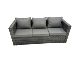 Fimous Outdoor Dining Table Sofa Set with Side Table Dark Grey Mixed - thumbnail 4