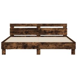 Berkfield Home Bed Frame without Mattress Smoked Oak 160x200 cm in Brown - thumbnail 5