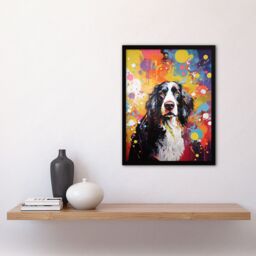 "Artery8 Wall Art Print English Springer Spaniel Dog Lover Gift Pet Portrait Colourful Vibrant Artwork Painting Art Framed - Size: W12"" x H16""" - thumbnail 4