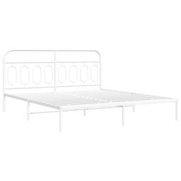 Berkfield Home Metal Bed Frame without Mattress with Headboard White 160x200cm - Size: 160x200 cm - thumbnail 3