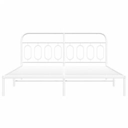 Berkfield Home Metal Bed Frame without Mattress with Headboard White 160x200cm - Size: 160x200 cm - thumbnail 4