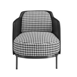Angel Cerda Black & White Fabric Armchair with Leatherette Back - thumbnail 2