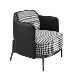 Angel Cerda Black & White Fabric Armchair with Leatherette Back - thumbnail 1
