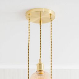 ValueLights Bellamy Amber Glass Globe 3 Drop Cluster Gold Ceiling Pendant Light - thumbnail 5
