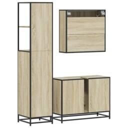 Berkfield Home 3 Piece Bathroom Furniture Set Sonoma Oak Engineered Wood in Light Brown - thumbnail 7