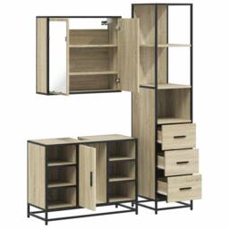 Berkfield Home 3 Piece Bathroom Furniture Set Sonoma Oak Engineered Wood in Light Brown - thumbnail 8