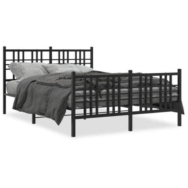 Berkfield Home Metal Bed Frame without Mattress with Footboard Black 120x190cm - Size: 120x190 cm - image 1