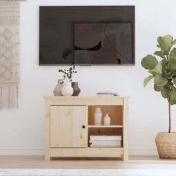 Berkfield Home TV Cabinet 70x36.5x52 cm Solid Wood Pine in Brown - thumbnail 1
