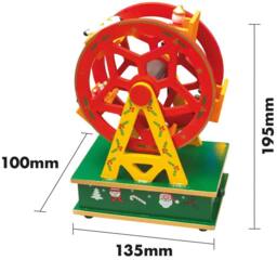 mysmartbuy Wooden Ferris Wheel Music Box Red & Green Wind-Up Festive Ornament - thumbnail 2