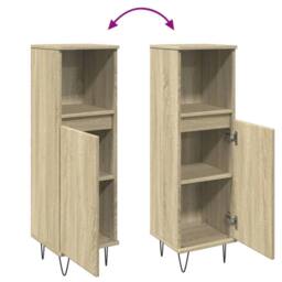Berkfield Home Practical Bathroom Cabinet Sonoma Oak 30x30x100 cm Engineered Wood in Light Brown - Size: 30 x 30 x 100 cm - thumbnail 7