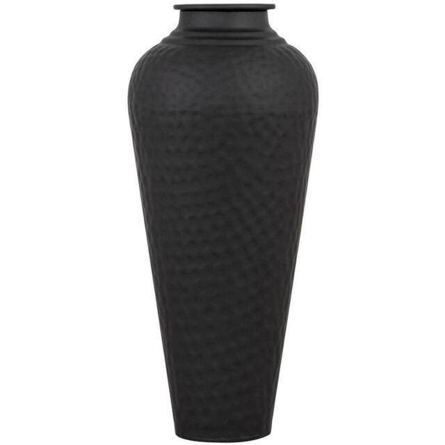 Lemon Pavilion Furniture and Decor Hammered Vase with Lid - Metal - L20 x W20 x H41 cm - Black