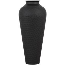 Lemon Pavilion Furniture and Decor Hammered Vase with Lid - Metal - L20 x W20 x H41 cm - Black - thumbnail 1