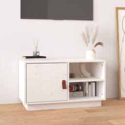 Berkfield Home TV Cabinet White 70x34x40 cm Solid Wood Pine - Size: 70 x 34 x 40 cm - thumbnail 2