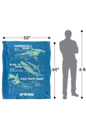 Warner Brothers Shark Week Television Series 152x127 cm Shark Info Grid Throw Blanket - thumbnail 5