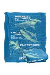Warner Brothers Shark Week Television Series 152x127 cm Shark Info Grid Throw Blanket - thumbnail 2