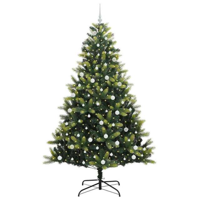 Berkfield Home Realistic Artificial Hinged Christmas Tree 300 LEDs Green 240 cm - image 1